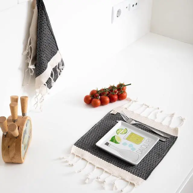 Alt view image 6 of 7 - Vintage Series Kitchen Dish Towels Pack of 2 Machine Washable Wash Cloths Ultra Soft Absorbent Prewashed and Quick Dry Turkish Dish Towels 15x26 Inch (Black)