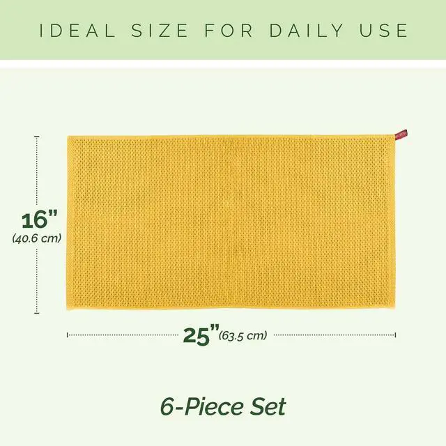 Alt view image 3 of 7 - 100% Turkish Cotton 6-Pack Waffle Premium Kitchen Towels - Quick Drying and Super Absorbent Kitchen Dishcloth Towels Ultra Soft Multi-Purpose Cleaning Towels 16 x 25 Gold