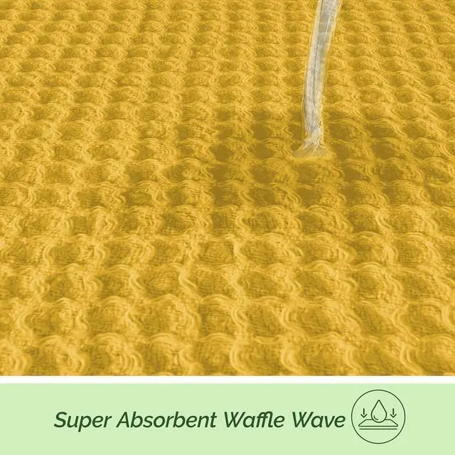 Alt view image 4 of 7 - 100% Turkish Cotton 6-Pack Waffle Premium Kitchen Towels - Quick Drying and Super Absorbent Kitchen Dishcloth Towels Ultra Soft Multi-Purpose Cleaning Towels 16 x 25 Gold