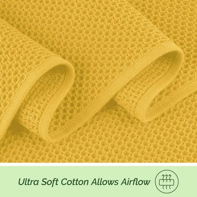 Alt view image 6 of 7 - 100% Turkish Cotton 6-Pack Waffle Premium Kitchen Towels - Quick Drying and Super Absorbent Kitchen Dishcloth Towels Ultra Soft Multi-Purpose Cleaning Towels 16 x 25 Gold
