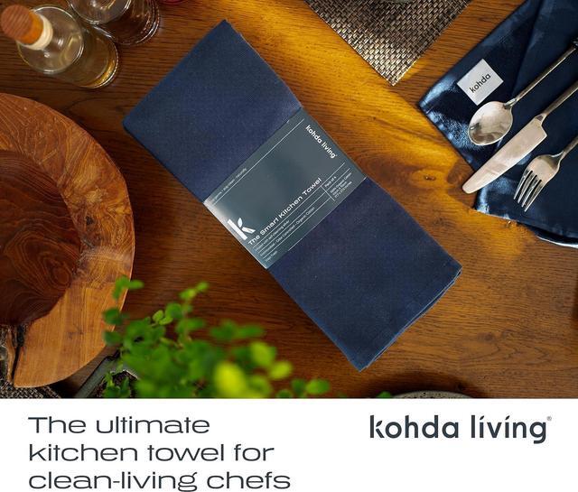 Alt view image 2 of 7 - Premium Silver Infused Kitchen Towels - 100% Organic Cotton Dish Towels - Odor Controlled Tea Towels (Pack of 4) Absorbent Kitchen Hand Towels Blue
