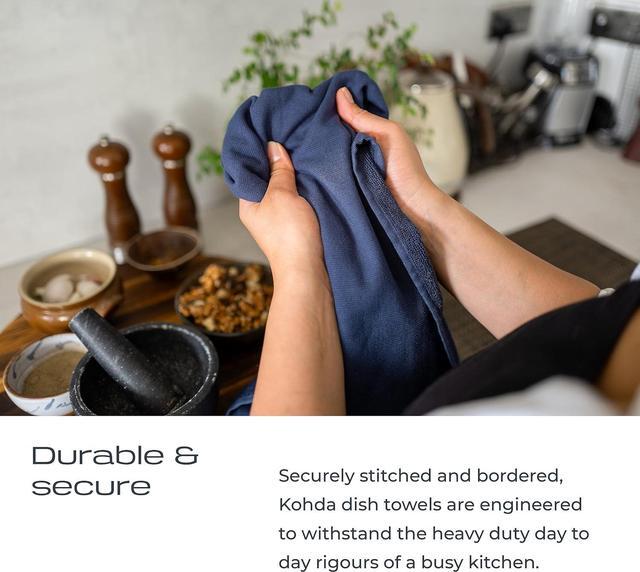 Alt view image 7 of 7 - Premium Silver Infused Kitchen Towels - 100% Organic Cotton Dish Towels - Odor Controlled Tea Towels (Pack of 4) Absorbent Kitchen Hand Towels Blue