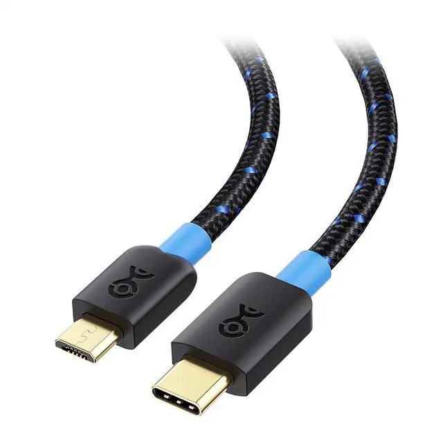 Main image of Braided USB C to Micro USB Cable - 3.3ft [3A/15W Charging 480Mbps Data] MicroUSB to USBC Cable Micro-B 2.0 Cord for Game Controller Camera GPS Dash Cam and More Black