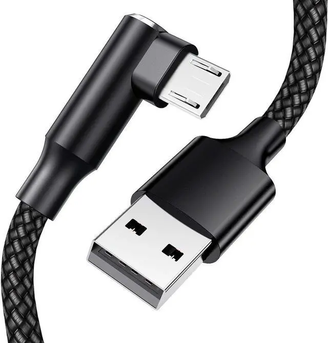 Main image of Micro USB 90 Degree Cable [2 Pack 10FT] for Fire 7 HD8  Tablets Galaxy S7 S6 Edge J8 J7 Xbox One PS4 Controllers Camera and More C Right Angled Micro USB Charging Cable
