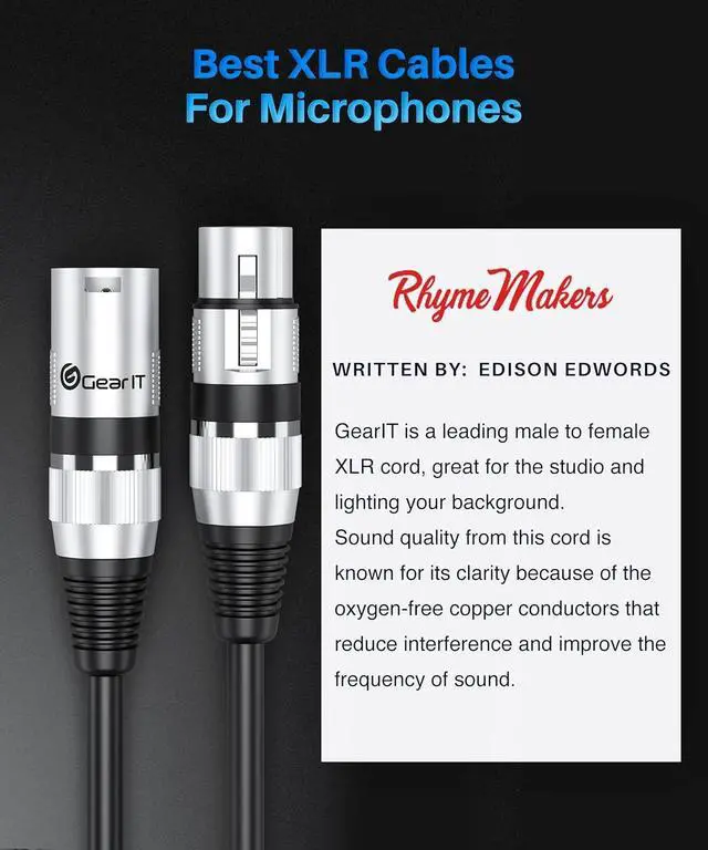 Alt view image 6 of 7 - XLR to XLR Microphone Cable (1 Feet 2 Pack) XLR Male to Female Mic Cable 3-Pin Balanced Shielded XLR Cable for Mic Mixer Recording Studio Podcast - Black 1Ft 2 Pack