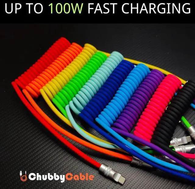 Alt view image 3 of 6 - Soft Chubby - 240W Spring Silicone Fast Charge Cable Coiled USB-C Charging Cable Retractable Charger Cable for Car Black USB-A to Type-C 1.64FT-3.3FT