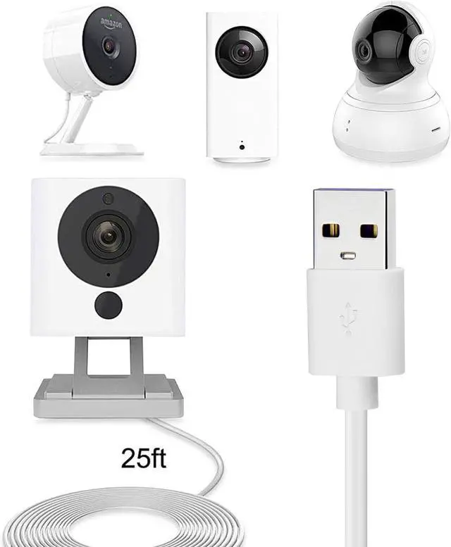 Alt view image 2 of 5 - 4-Pack 25ft Security Camera Micro USB Extension Cable Compatible for Wyze Cam Pan Blink Mini YI Home Camera White