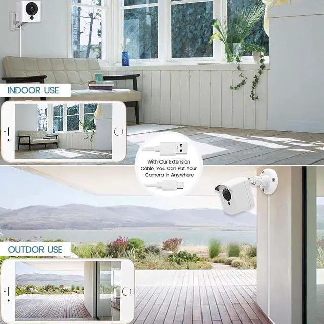 Alt view image 5 of 5 - 4-Pack 25ft Security Camera Micro USB Extension Cable Compatible for Wyze Cam Pan Blink Mini YI Home Camera White