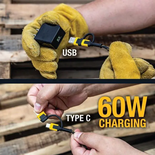 Alt view image 7 of 7 - Heavy Duty 4-in-1 Cable Type C/Micro USB/USB Cable for iPhone 16 iPhone 15 iPad Charger USB C  HTC LG  Galaxy Android Smartphones iPad Pro Micro C Charging (6ft Black)