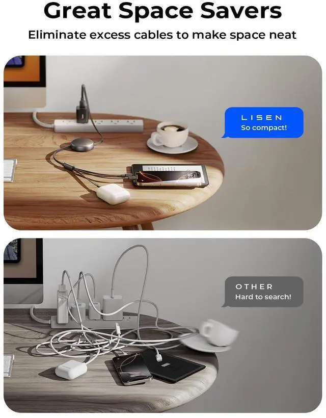 Alt view image 5 of 7 - Multi Charging Cable 3 in 1 Charging Cable Retractable Car Charger with Type C/L/Micro USB Ports for iPhone 16 15 14 Pro Max/ Galaxy S25/PS/Kindle Air 17 Multi Chargers for All Devices