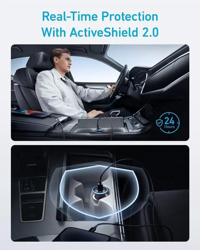 Alt view image 5 of 6 - 323 USB-C Car Charger Adapter 52.5W Cigarette Lighter Charger with 30W PowerIQ 3.0 Fast Charging for iPhone 15/15 Pro Max 14/13/12 Series Galaxy S23/22 Pixel
