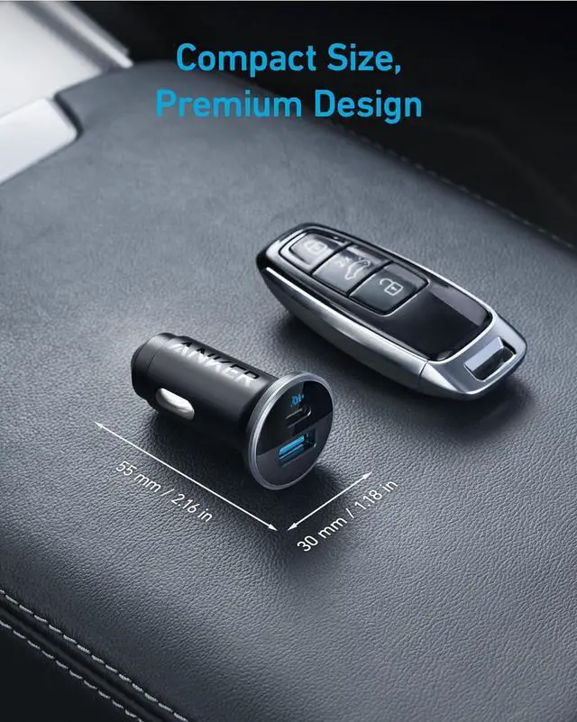 Alt view image 6 of 6 - 323 USB-C Car Charger Adapter 52.5W Cigarette Lighter Charger with 30W PowerIQ 3.0 Fast Charging for iPhone 15/15 Pro Max 14/13/12 Series Galaxy S23/22 Pixel