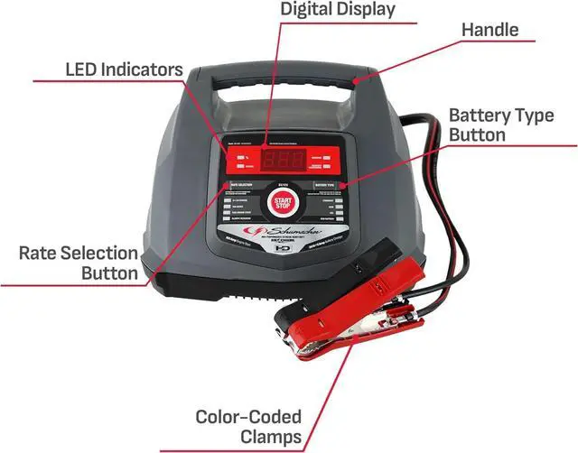 Alt view image 6 of 7 - Fully Automatic Car Battery Charger & Engine Starter - 6V / 12V Battery Charger & Maintainer - for Standard AGM Gel & Deep-Cycle Batteries - Reverse Hook-Up Protection - SC1281