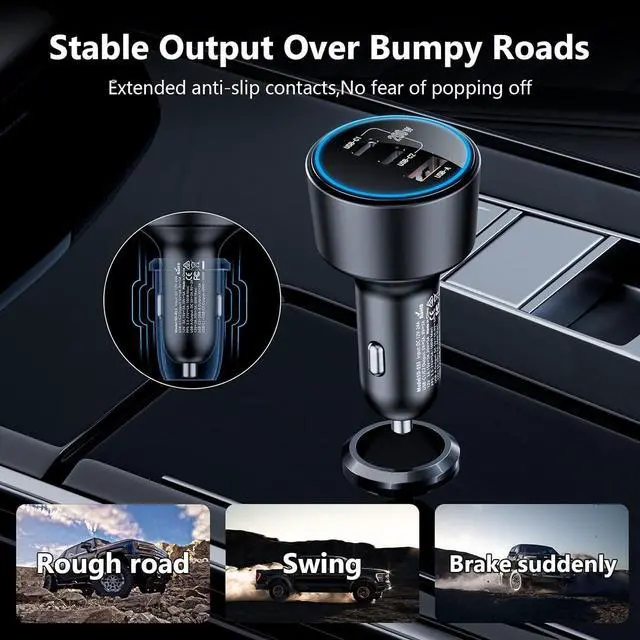 Alt view image 7 of 7 - USB C Car Charger Fast Charging 200W Dual PD 100W Type C Car Charger PD3.0/QC4.0/PPS Cigarette Lighter Adapter for iPhone 16/15/14/13/12 Galaxy S22/S21 Ultra MacBook Laptop etc