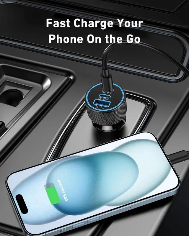 Alt view image 7 of 7 - 67W 3-Port Super Fast Type C Car Charger USB C for  Galaxy S25 S24 S23 S22 S21 Ultra iPhone 16/15 Pro Max Pixel Android PD/QC Car Phone Adapter Accessories for Men Women + 3FT USB-C Cable