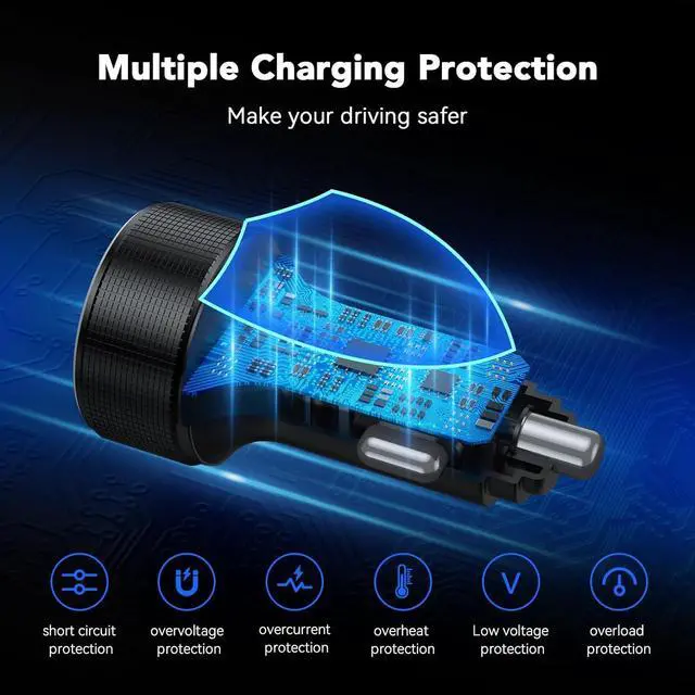 Alt view image 4 of 7 - USB C Car Charger 4-Port 78W Dual USB C Car Charger Adapter Cigarette Lighter Power Adapter with Voltmeter Type C Phone Automobile Accessories for iPhone 16/15/14/13/12  Galaxy iPad