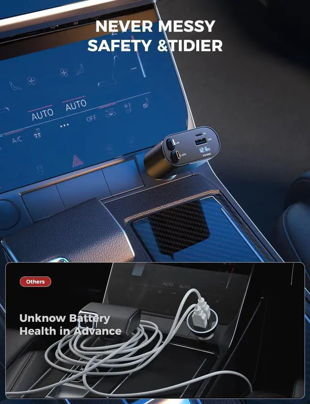 Alt view image 4 of 7 - Upgraded Retractable Car Charger 4 in 1 Fast Car Phone Charger with Cord 2.6ft USB C and  Car Adapter Compatible with iPhone 16 15/15 Pro Max/14/13/12/11 Galaxy Pixel
