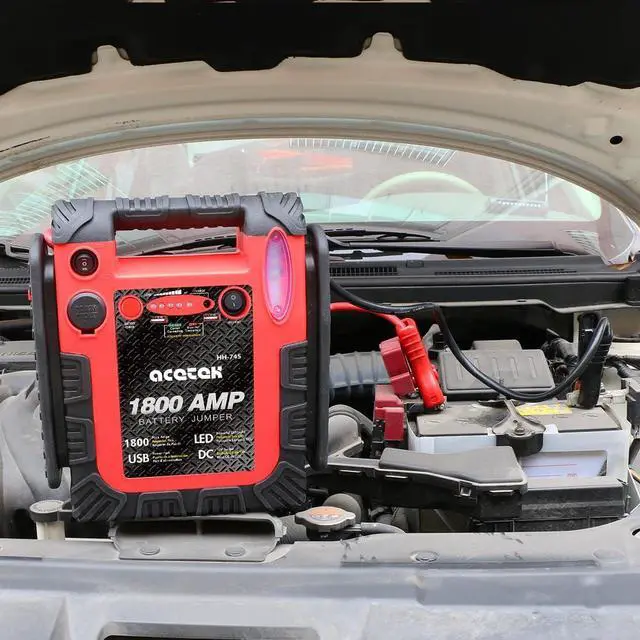 Alt view image 2 of 6 - 1800 Amp Car Jump Starter Portable Battery Charger 20000 mAh Emergency Supply Power Pack (Up to 6 L Gas or 6 L Diesel Engine) 12V Auto Lead-Acid Battery Booster with LED Light & USB Ports