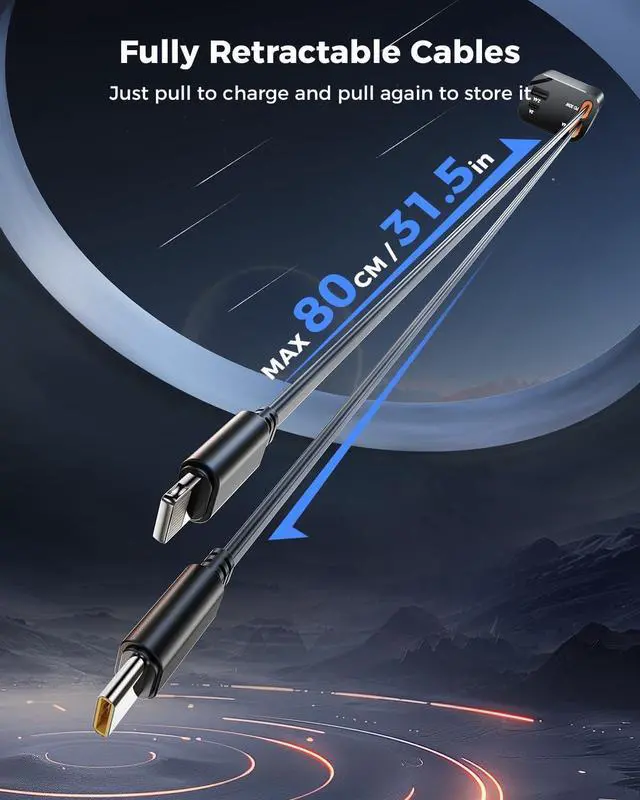 Alt view image 3 of 7 - [2025 Upgraded] Retractable Car Charger 69W Car Phone Charger with Cables Fast Charging Gifts for Men Women Car Accessories for iPhone 16 15 14 13 12  Black