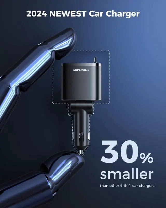 Alt view image 7 of 7 - [2025 Upgraded] Retractable Car Charger 69W Car Phone Charger with Cables Fast Charging Gifts for Men Women Car Accessories for iPhone 16 15 14 13 12  Black