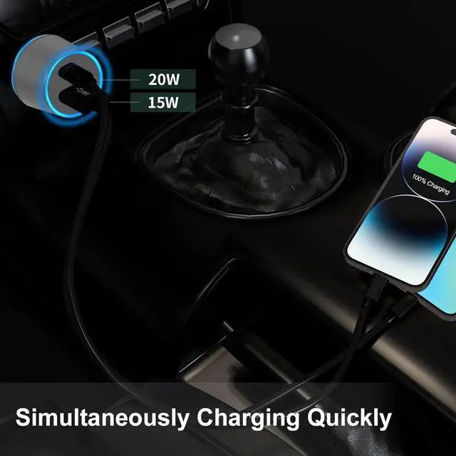 Alt view image 4 of 7 - Cluvox 35W USB C Car Charger, 2 Pack Fast Charging Automobile Charger for iPhone 16/15 Plus/Pro/Max/14/13/12/11, Samsung Galaxy S25/S24, 20W Type C+ 15W Dual Ports Cargador Carro Lighter Adapter