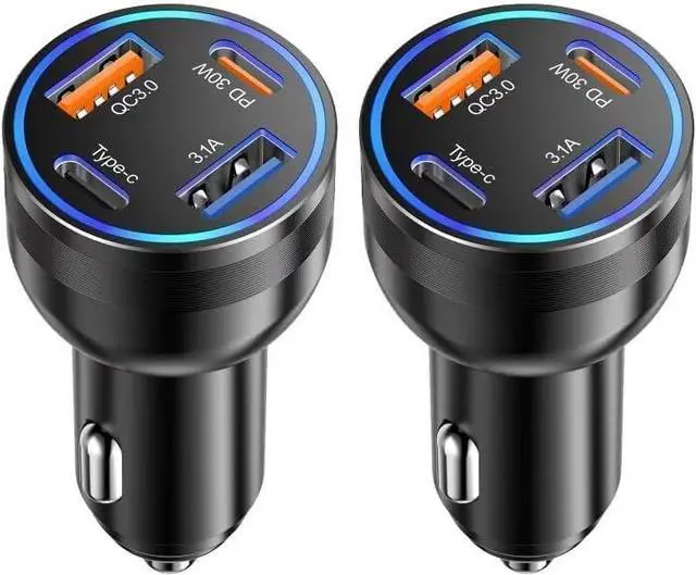 Main image of USB C Car Charger 2Pack 65W 4-Port USB-C Cigarette Lighter Adapter Fast Car Phone Charger Multiport PD 3.0 & QC Type C Car Charger for iPhone 16/15/14/13/12/11/Pro Max iPad  Galaxy
