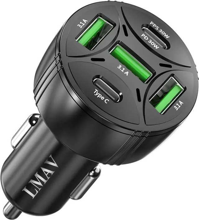 Main image of USB C Car Charger Adapter 5 Ports 75W PD 3.0 Car Phone Charger Fast Charging Compatible with iPhone 16/15/14/13 Pro Max Series iPad Pro Galaxy S24/S23/S22/Note 20 Android Pixel.