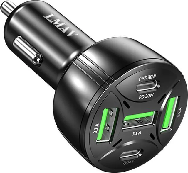 Alt view image 7 of 7 - USB C Car Charger Adapter 5 Ports 75W PD 3.0 Car Phone Charger Fast Charging Compatible with iPhone 16/15/14/13 Pro Max Series iPad Pro Galaxy S24/S23/S22/Note 20 Android Pixel.