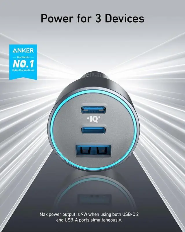Alt view image 2 of 7 - USB-C Car Charger iPhone 16 Car Charger 67W 3-Port Compact Fast Charger 535 Car Adapter with PIQ 3.0 for iPhone 16/15 Galaxy S23 MacBook iPad Air and More (USB-C to C Cable Included)