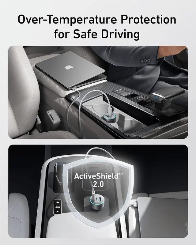 Alt view image 6 of 7 - USB-C Car Charger iPhone 16 Car Charger 67W 3-Port Compact Fast Charger 535 Car Adapter with PIQ 3.0 for iPhone 16/15 Galaxy S23 MacBook iPad Air and More (USB-C to C Cable Included)