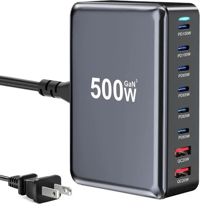 Main image of 500W USB C Fast Charger Block 8 Port USB Charging Station GaN  Pro Double 100W PD PPS Port Fast Charging Station for Multiple Devices Laptop Wall Charger Compatible with MacBook/iPhone 16/iPad etc