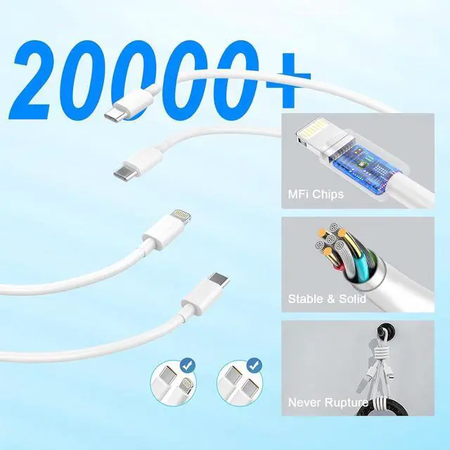 Alt view image 5 of 7 - iPhone Car Charger Fast Charging [ MFi Certified] 60W Dual USB-C Power Cigarette Lighter Car Charger+Type-C Cable&Lightning Cable for iPhone 16 15 14 13 12 Pro Plus XS XR iPad  Carplay