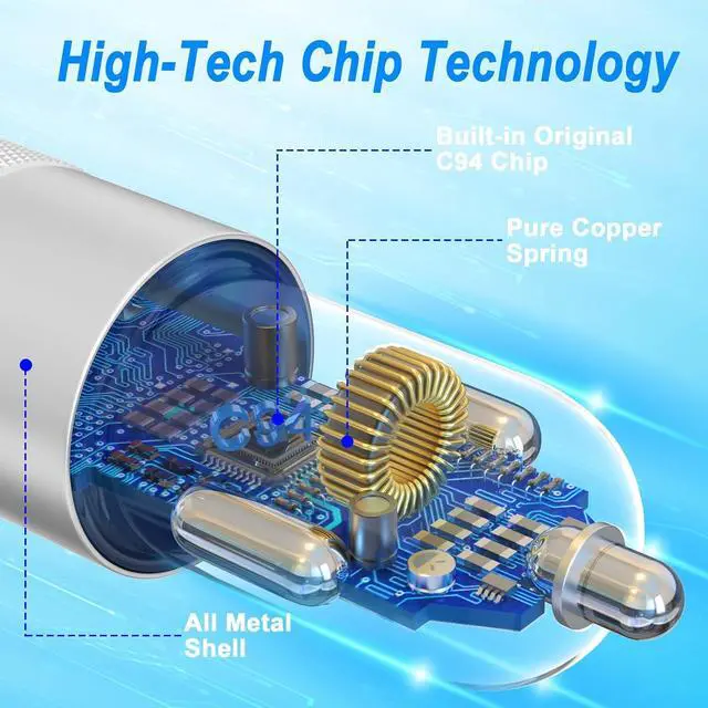 Alt view image 7 of 7 - iPhone Car Charger Fast Charging [ MFi Certified] 60W Dual USB-C Power Cigarette Lighter Car Charger+Type-C Cable&Lightning Cable for iPhone 16 15 14 13 12 Pro Plus XS XR iPad  Carplay