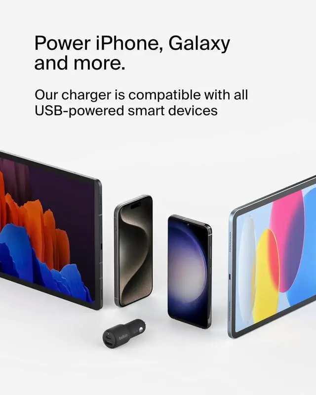 Alt view image 3 of 6 - BoostCharge 42-Watt Dual Port Fast Car Charger w/30W USB-C & 12W USB-A Ports for iPhone 16 16 Pro Galaxy S25 S24 Pixel 9 & 8 Nintendo Switch 2 & More - Black