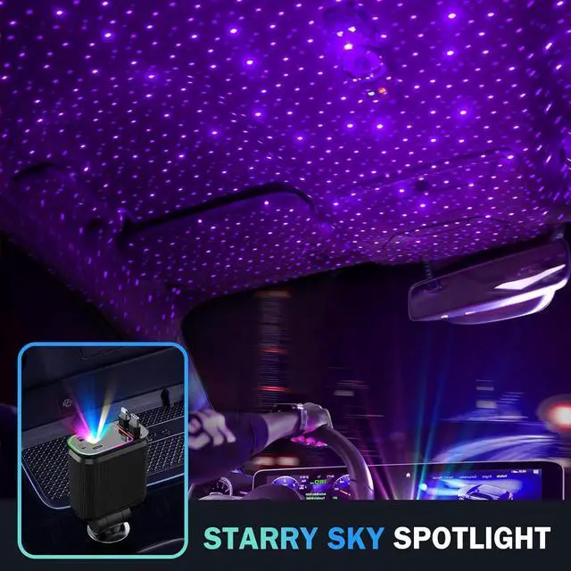 Alt view image 2 of 6 - 4 in 1 Retractable Car Chargers with Starlight, 66W USB C Fast Car Charger Adapter with 2 USB Ports for All iPhone 15/14/13/12/11 and for All Android (Dark Black - PurpleLight)