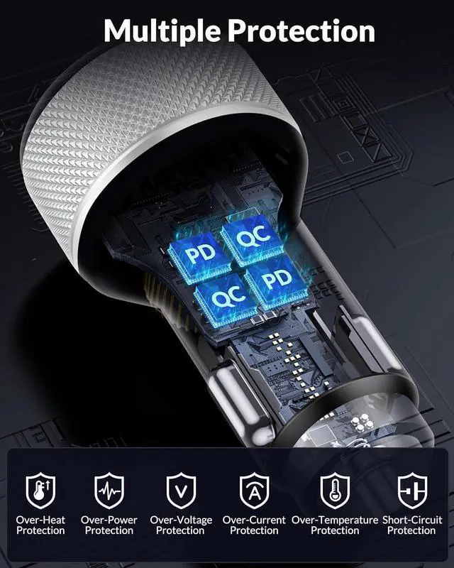 Alt view image 5 of 7 - 67W 3-Port Fast Car Charger for iPhone 16/15 Pro Max, 2-Pack 67Watt USB C Car Charger Adapter Cigarette Lighter & 2x3FT USB-C to C Cable Fast Charging for iPhone 16/16 Pro/15/15 Pro Max/Plus, iPad