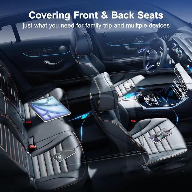 Alt view image 6 of 7 - Car Charger USB C 4 Ports Cigarette Lighter USB Charger USB C Car Adapter PD/QC Fast Charging with Voltmeter for iPhone 16 15 14 13 12 Galaxy S24 S23 A54 A15 Android Dash Cam 2Pack