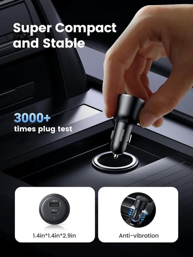 Alt view image 6 of 7 - UGREEN 63W USB C Car Charger Adapter, PPS 45W Super Fast Charging 2.0 Type C Car Charger Cargador para Carro, Dual USB C for iPhone 16/15/14/13/12, Galaxy S24/S23/S22/Series, iPad, MacBook