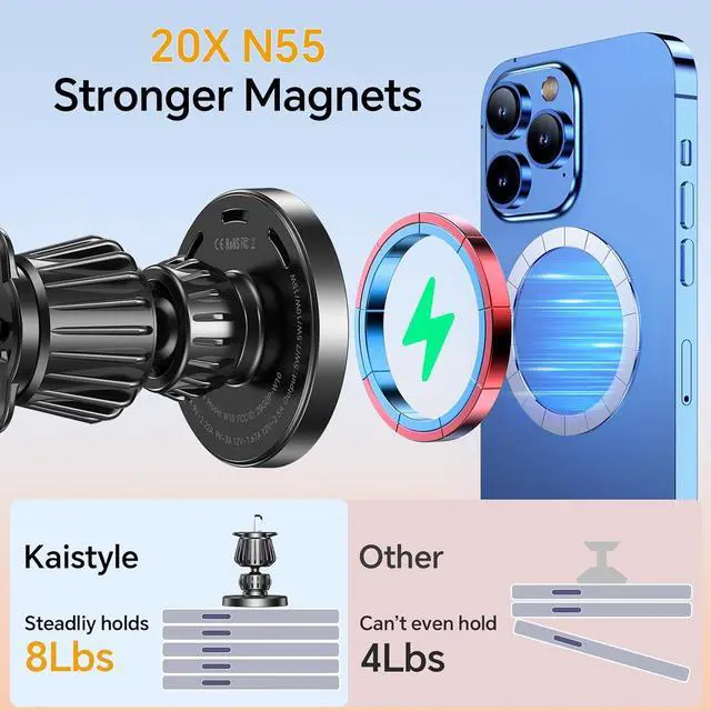 Alt view image 4 of 7 - for MagSafe Car Mount ChargerStronger Magnets iPhone Magnetic Wireless Car ChargerDashboard+Vent for Magsafe Charger Cell Phone Car Mount for iPhone 16 Pro Max 15 14 13 12 MagSafe Cases