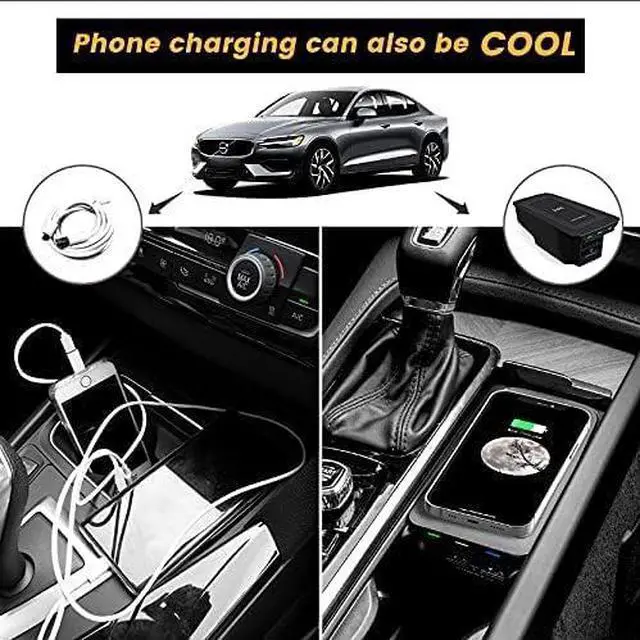 Alt view image 3 of 5 - Car Wireless Phone Charger for Volvo 2017-2022 XC90 XC60 S90 S60 V90 V60 2023 2022 2021 2020 2019 2018 2017 Center Console Accessories Charging Pad