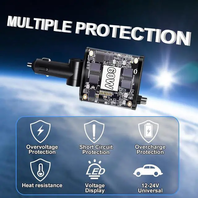 Alt view image 6 of 7 - Retractable Car Charger 4 in 1 USB C Fast Charger with Dual Type-C Cables (31.5 inch) and 2 Charging Ports with Voltage Display Compatible with iPhone 16/15 Pro Max Samsung Galaxy Note