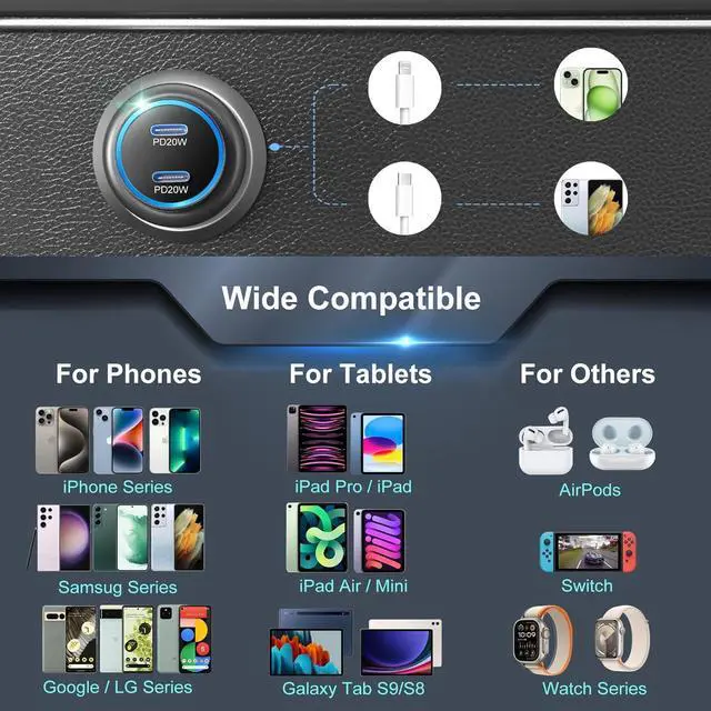 Alt view image 7 of 7 - 5 Pack USB C Car Charger, Bangfun 40W Dual Port 12V USB C Car Charger Cigarette Lighter Adapter PD 3.0 Fast Charge Type C Car Phone Charger for iPhone 15 14 13 12 Pro Max iPad,Samsung S24 S23(Black)