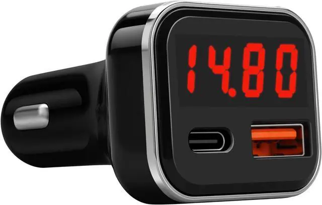 Main image of USB C Car Charger Adapter with Volt Meter 30W Cigarette Lighter Adapter with Voltmeter Type C Car Charger Fast Charging 12V PD & QC 3.0 Compatible with iPhone 15 Pro Max  Galaxy S24