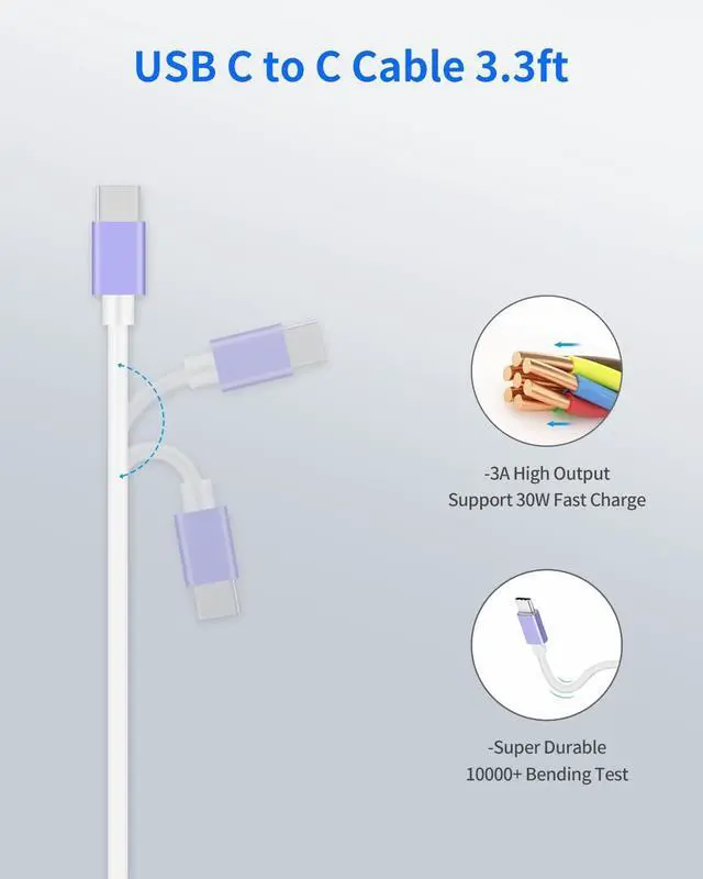 Alt view image 7 of 7 - Dual USB C Car Charger 60W PD (30W+30W) Super Fast Charging Adapter Metal for iPhone 16/15 Pro Max  Galaxy S25 Ultra/S25 Plus/S25/S24/S23 Note 20/10 iPad +2X Type C to C Cable 3.3Ft