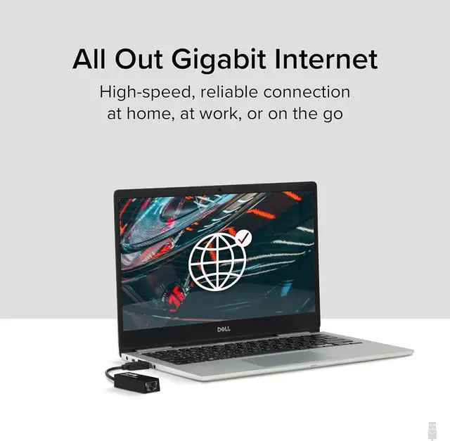 Alt view image 3 of 7 - Plugable USB to Ethernet Adapter, USB 3.0 to Gigabit Ethernet, Supports Windows 11, 10, 8.1, 7, XP, Linux, Chrome OS