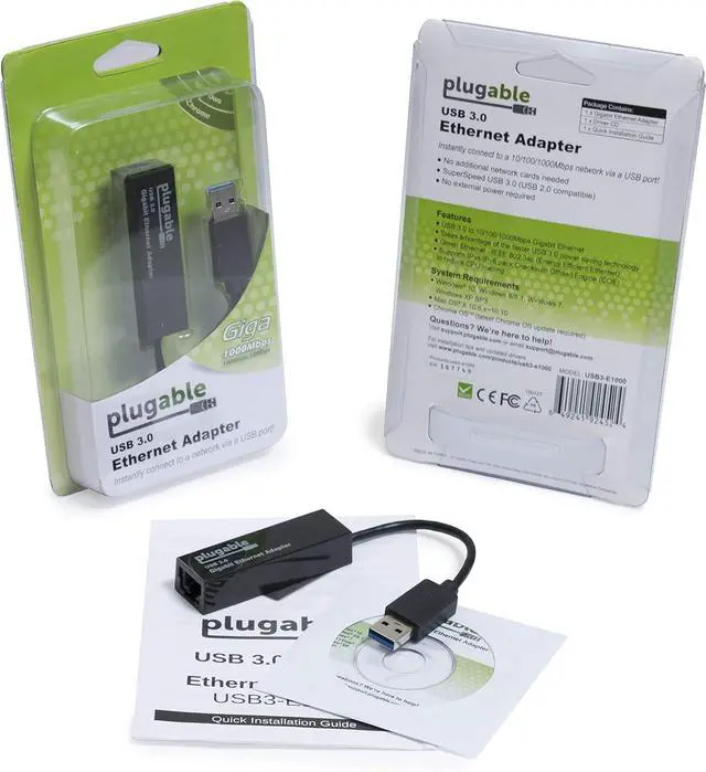 Alt view image 7 of 7 - Plugable USB to Ethernet Adapter, USB 3.0 to Gigabit Ethernet, Supports Windows 11, 10, 8.1, 7, XP, Linux, Chrome OS