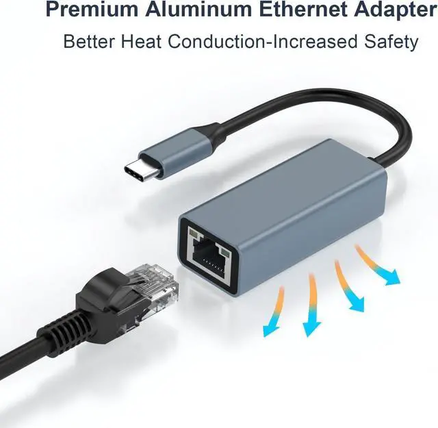 Alt view image 5 of 7 - USB C to Ethernet Adapter Driver Free RJ45 to USB C 1Gbps Type-C Gigabit Ethernet LAN Network Adapter for MacBook Pro/Air for iPhone 15 Pro/Max for  XPS for Galaxy S8-S23