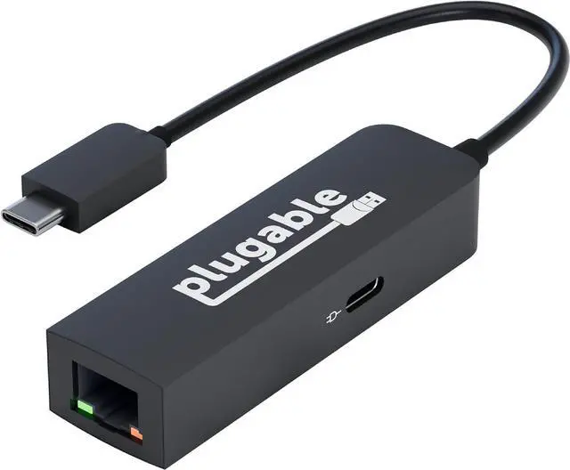 Main image of Plugable USB C to Ethernet Adapter 2.5Gb with 100W USB-C PD Charging, 2.5 Gigabit Type C USB Ethernet Adapter for Windows, MacBook, Chrome, iPad, Surface, XPS, Thunderbolt 4, USB4 (USBC-E2500PD)