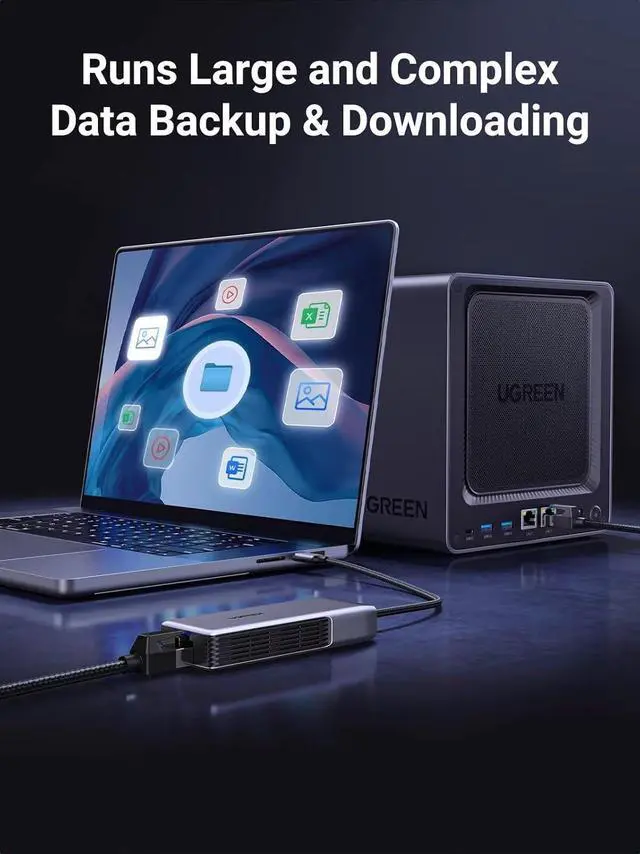 Alt view image 4 of 7 - USB C to Ethernet Adapter 5Gb Ethernet Adapter for Laptop Aluminum with Thermal Design Type C (Thunderbolt 5/4/3 Compatible) to RJ45 Network LAN Internet Compatible for MacBook Air/Pro XPS