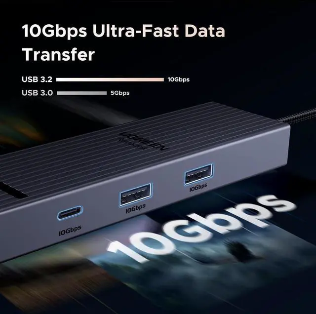 Alt view image 4 of 7 - Revodok Pro 6 in 1 USB C Hub Gigabit Ethernet Adapter with 4K 60Hz HDMI 100W PD Charging 10Gbps USB A&C 3.2 Data Ports Compatible with Mac M1 M2 M3 iPad iPhone 16 Pro/Pro Max Steam Deck